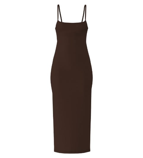 Brown body con maxi dress.