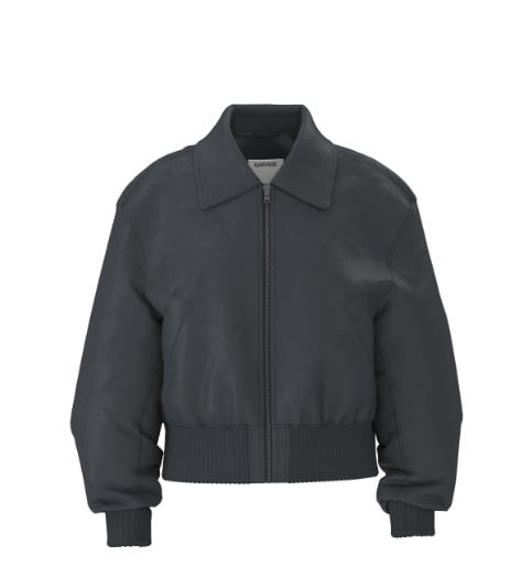 Black bomber jacket.
