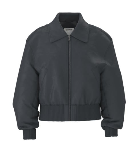 Dark grey bomber jacket.